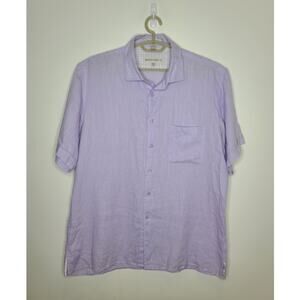 Pronto Uomo linen purple short sleeve buttondown shirt - XL modern fit